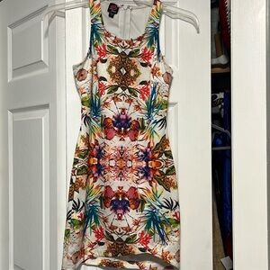 Tropical print halter dress